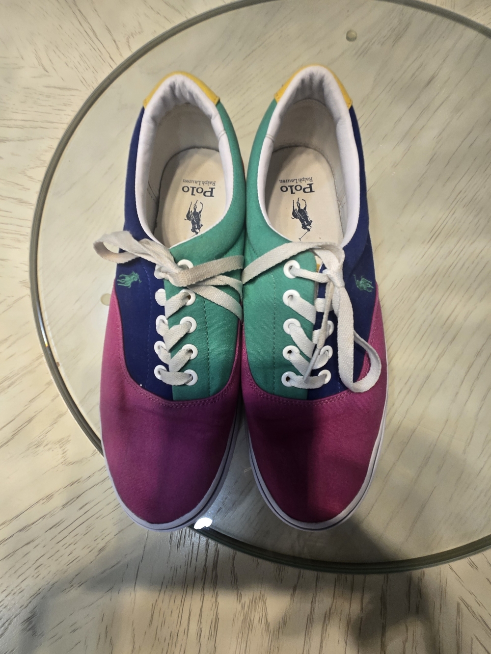 Polo by Ralph Lauren Multicolor Canvas Sneakers - Pink, Green, Blue
